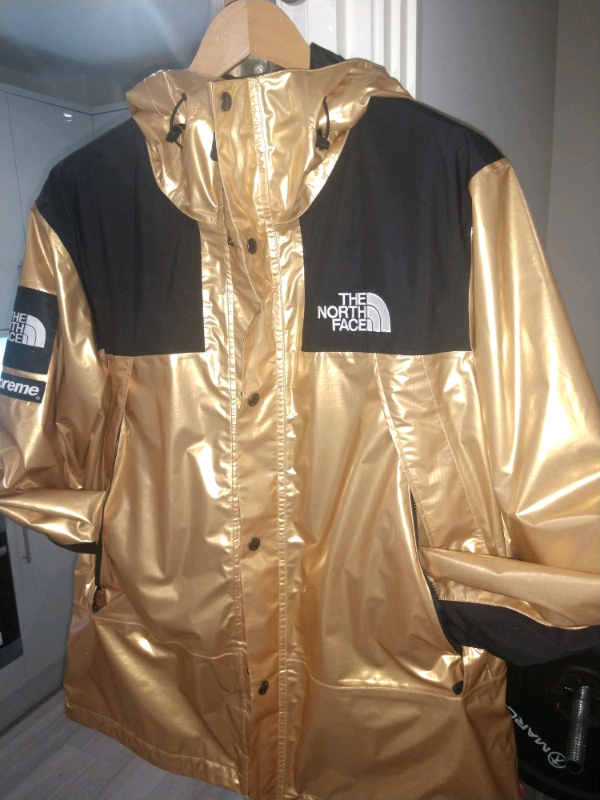 metallic gold north face jacket